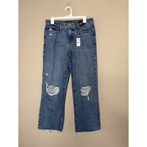 NWT Express Women’s 90’s Ankle Boot Mid Rise Blue Jeans Distressed Size 4R